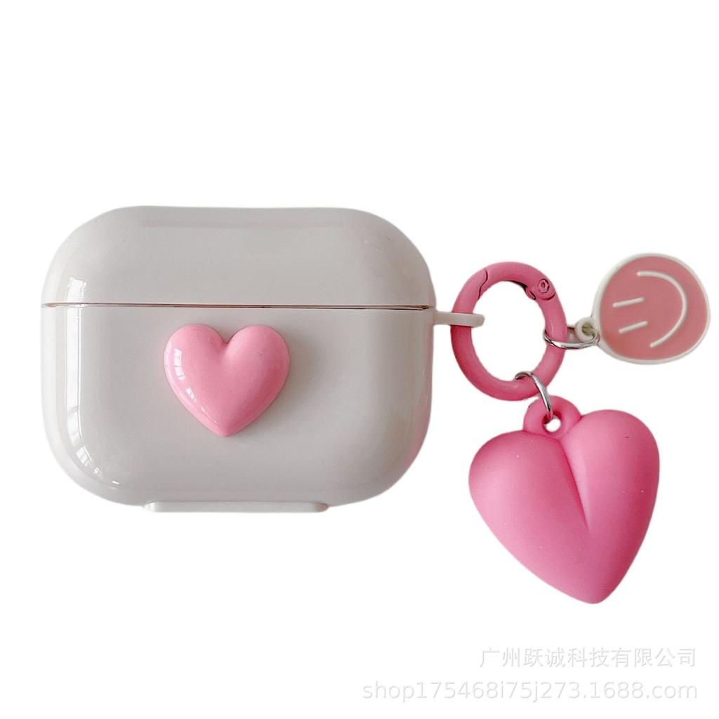 Smiley Face Powder Love AirPods 1/1st Generation Earphone Case Pro1 Bluetooth Protective Case Is Suitable for Apple Candy Color 1st Generation