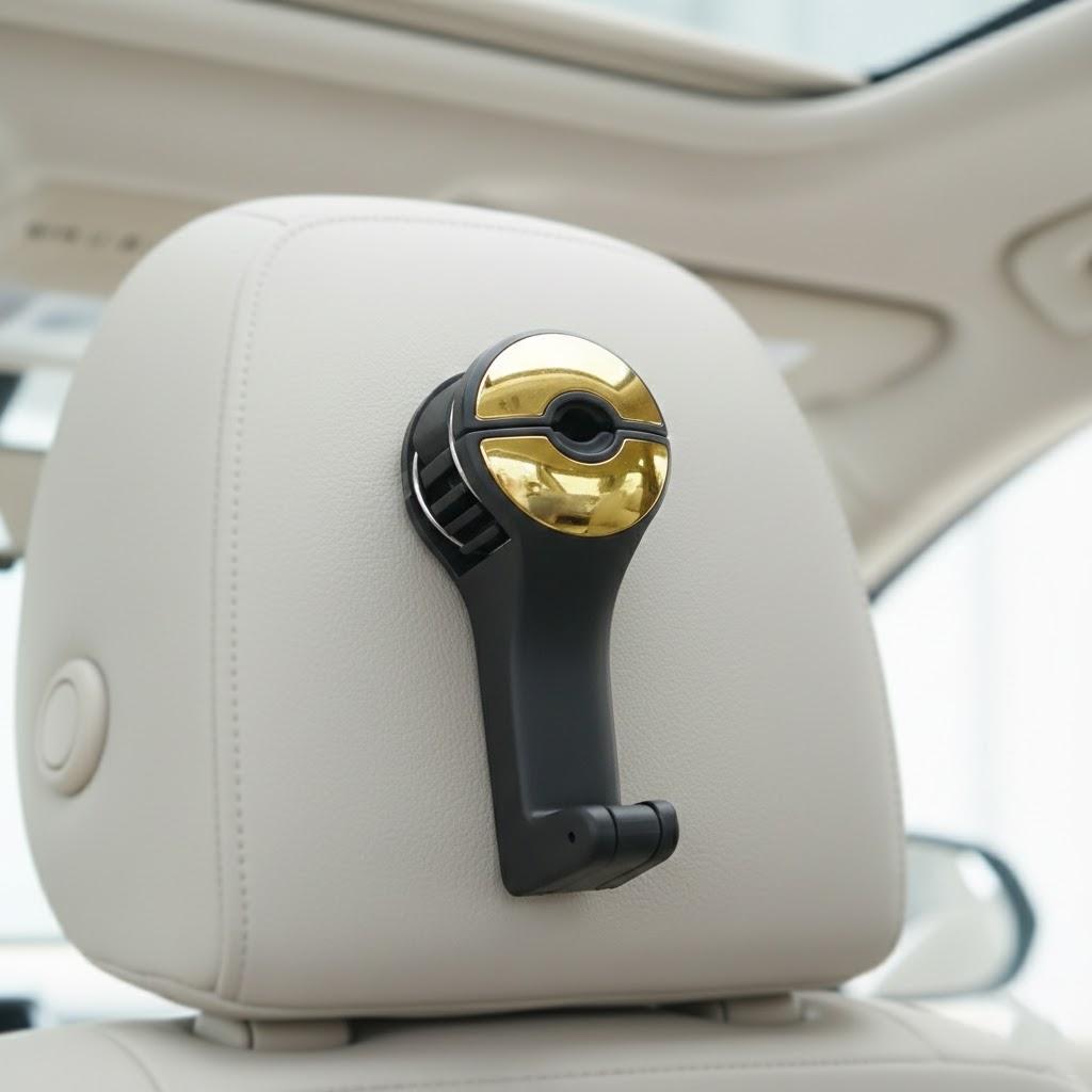 Car Backseat Headrest Phone Holder Organizer Bag Hanger Grocery Storage 2 in 1 Accessories золотой