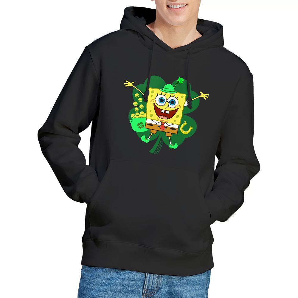 SpongeBob SquarePants Mens Spongey Four Leaf Clover St Patricks Day Hoodie