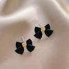 Elegant Gold-Plated Black Zircon Stud Earrings - Niche Design for a Luxurious Fashion Statement