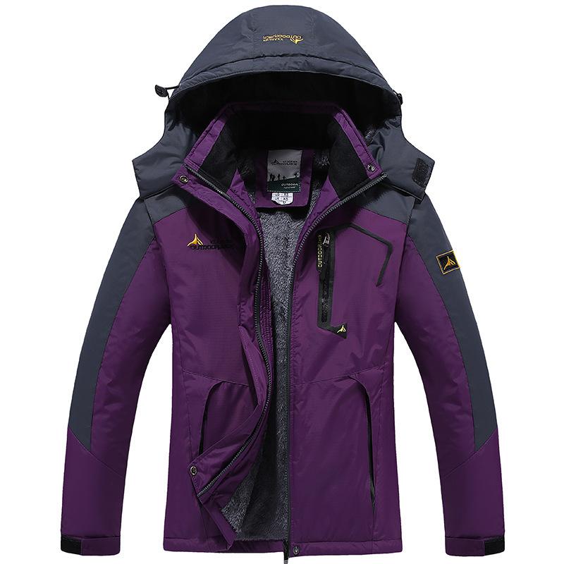 Wish Outdoor Jacket Men's Large Size Plus Velvet Mountaineering Jacket Windproof Jacket Warm Thickened Cotton Jacket for Men