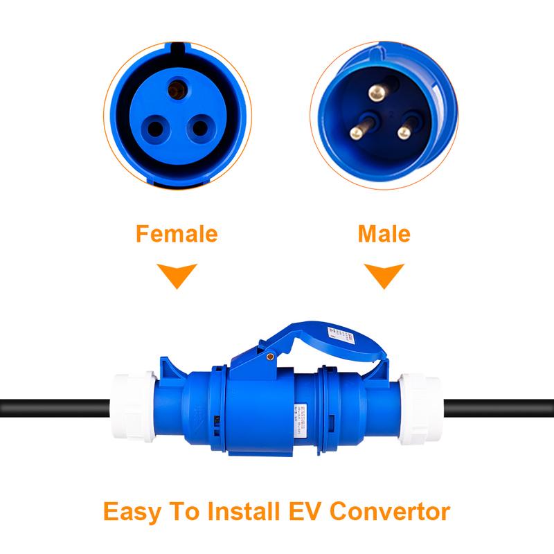 IPENGEN EV Charger Israel Plug To CEE Blue Power Female Plug 3 Pins Socket Adapter Connect with 32A 1Phase 7KW Portable Charger