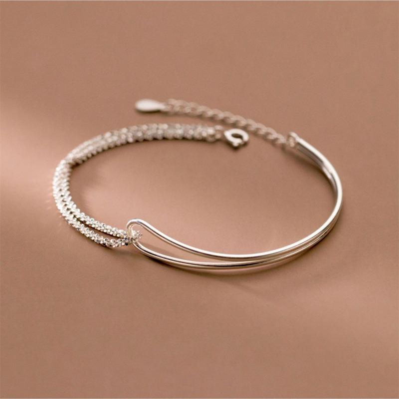 Double Layer Curved Tube Starry Asymmetric Bracelet Fashion Light Luxury Personalized Women Jewelry