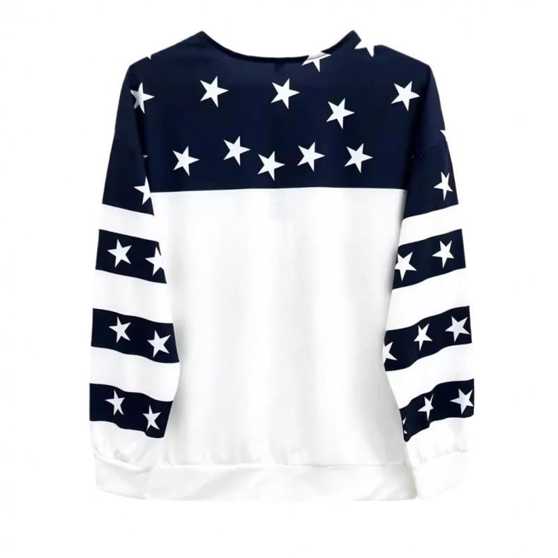 Womens Winter V-Neck Zipper Hoodie Loose Fit Striped Print Casual College Style Sweatshirt