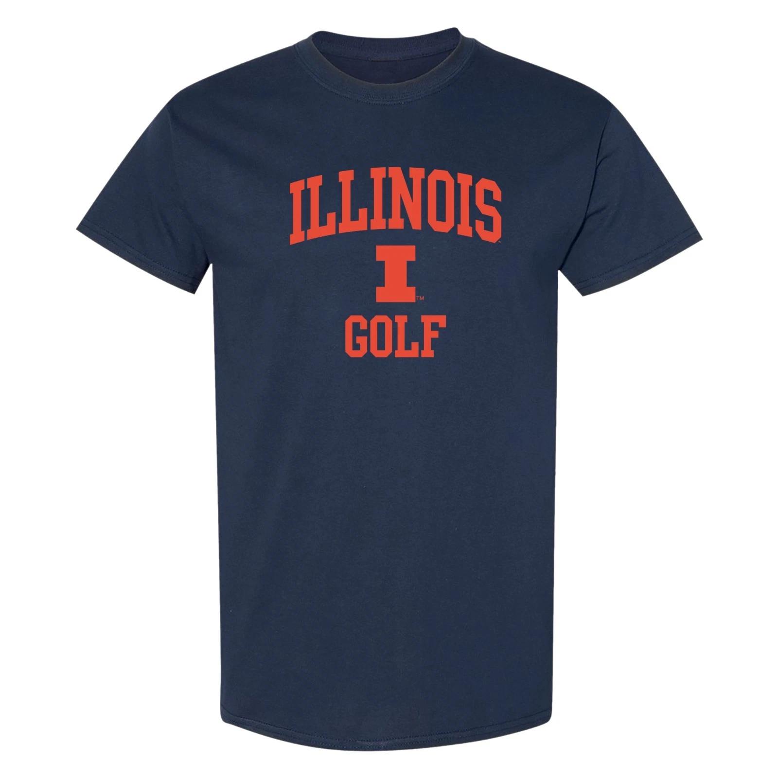Illinois Arch Logo Golf T-Shirt - Navy 3XL