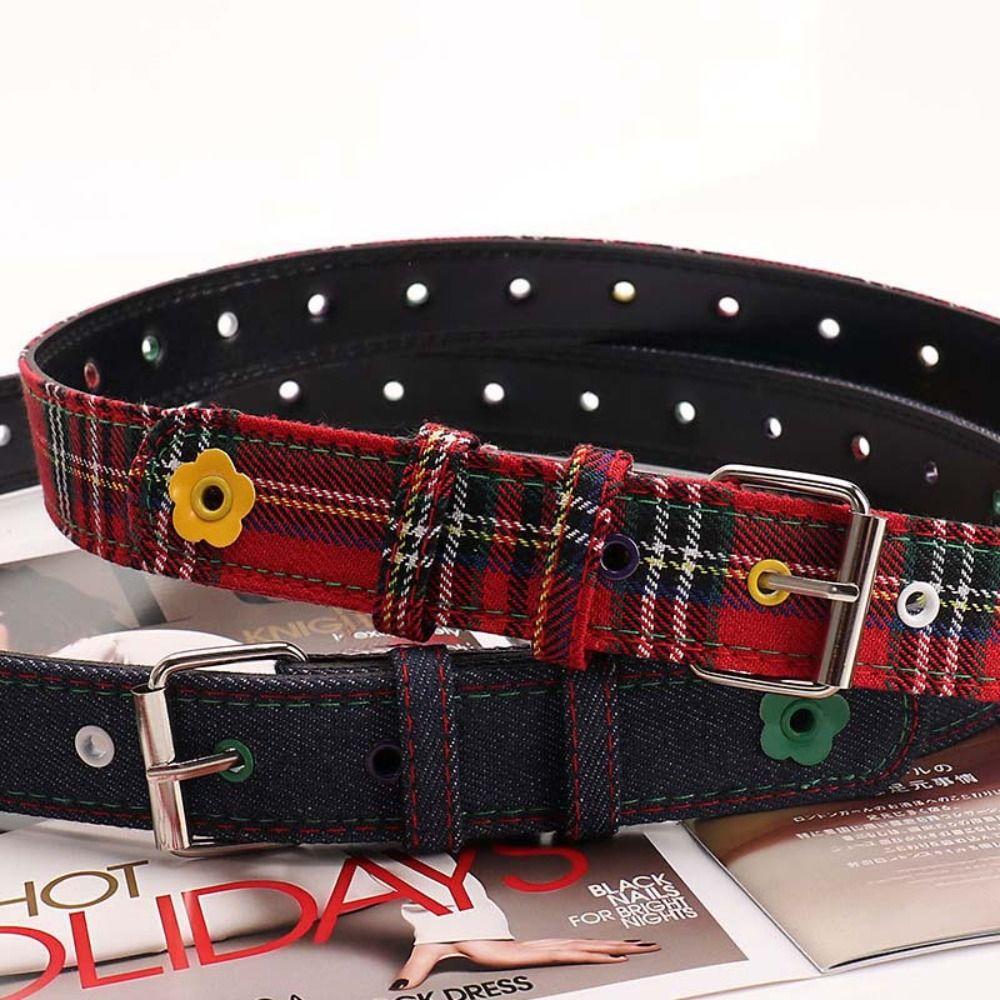 Trendy Dopamine Flower Leather Belt Metal Buckle Pu Leather Pin Buckle Waistband Casual Adjustable Waist Strap Women