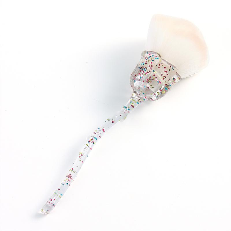 Crystal Rose Handle Loose Powder Brush Makeup & Nail Powder Brush Cosmetic Beauty Contouring Tool