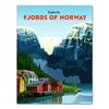 Ski in Norway Norge Fjords Map Vintage Retro Travel Classic Canvas Paintings Kraft Posters Wall Stickers Home Decor Family Gift