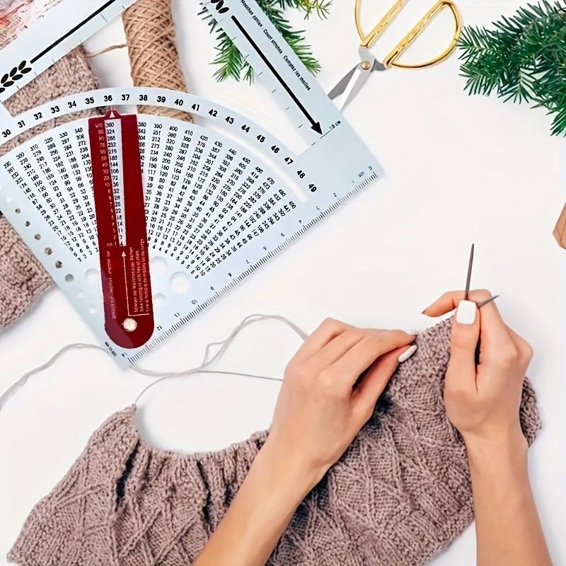 1pc Double-Sided Knitting Calculator and Counting Board, with Rotating Ruler Tool, Hook and Yarn Density Calculator, Mixed Color, for Knitting