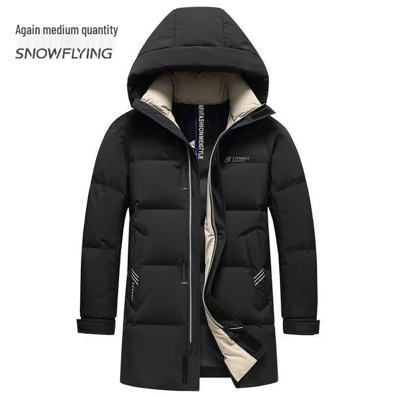 Xue Zhong Fei Men s Hooded Mid-Length Down Jacket XL