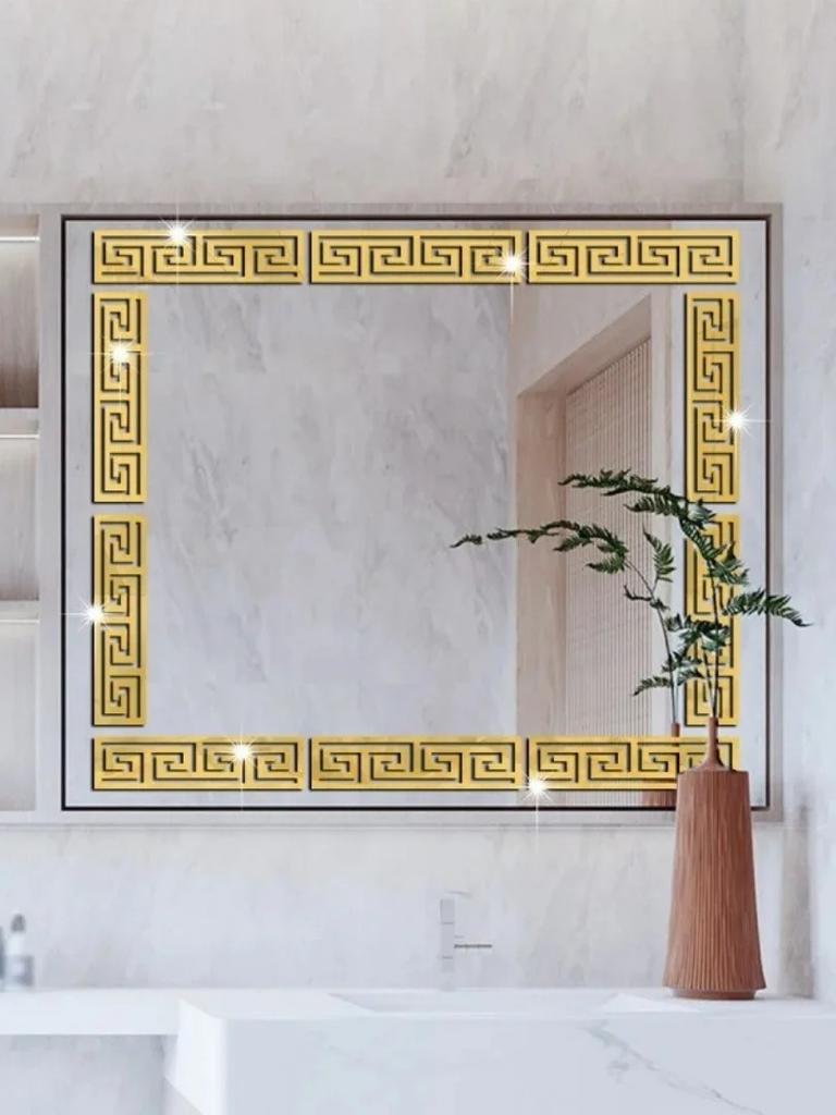 12Pcs Acrylic Mirror Sticker Self Adhesive Waist Line Wall Stickers for Living Room Ceiling Edge Strip Corner Wall Decor