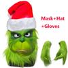 Latex Grinch Mask Christmas New Green Monster Mask Cartoon Costume Christmas Internet Celebrity Green Long Hair Grinch Mask Hat