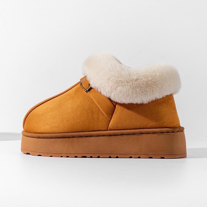 Heel cotton slippers thick-soled velvet thickened winter cold-proof warm cotton shoes simple and versatile outside