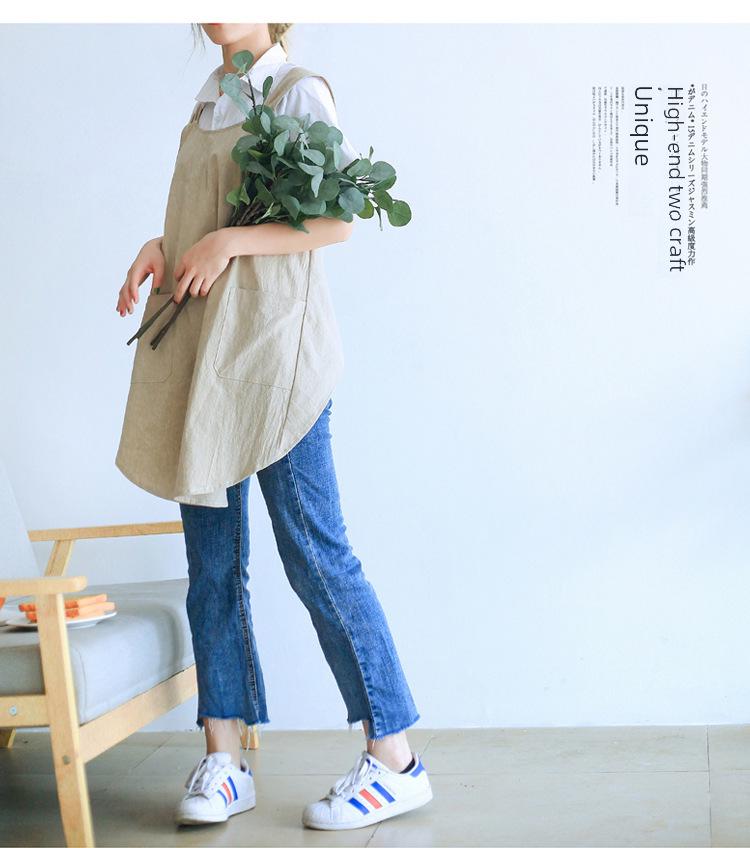 Küchenschürze für Damen im koreanischen Stil, Retro, pastoral, mit Doppelträgern