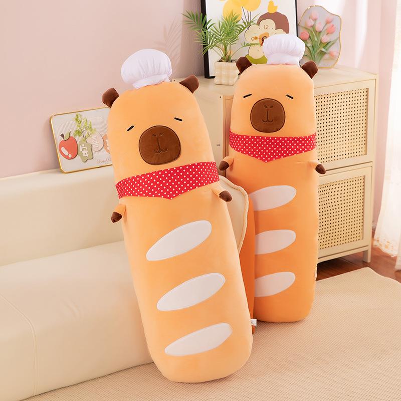 

Capibara doll baguette capybara throw pillow cushion capybara plush toy sofa ornament bedside pillow 60cm【0.45kg】