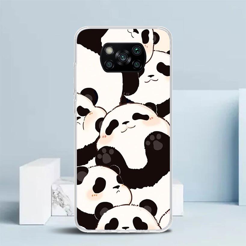Cartoon Cute Panda Bear Phone Case For Xiaomi Poco F7 Ultra X5 X6 X7 Pro M7 Redmi 15C 15 13C 13 12C 12 10C 10 10A 9 9C 9A 9T Cov