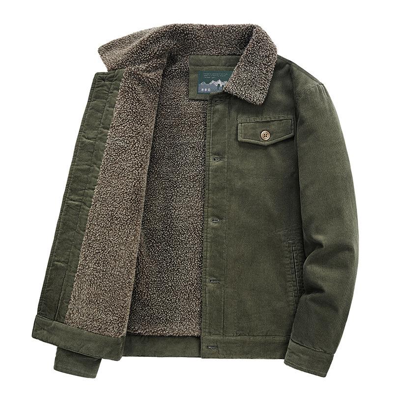 Chaqueta Nueva de Pana de Invierno para Hombre, Abrigo de Algodón Engrosado, Abrigo de Algodón Plus Terciopelo, Ropa de Trabajo de Talla Grande, Chaqueta Acolchada de Algodón con Lana de Cordero