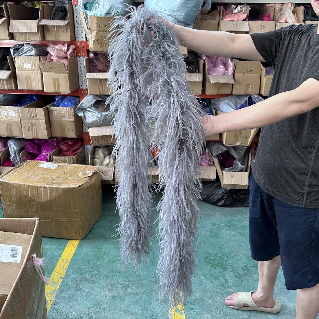 DIY Colorful Ostrich Feather Boa 6Ply Fluffy Shawl 0.5/1/2/3/4 Meter for Wedding Dress Carnival Performance Costume Party Decoration