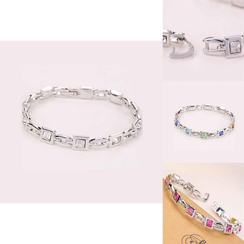 Beautifully Crafted Fashion Jewelry Silver Plated Princess Cut Girl Elegant Crystal Bracelet Charm