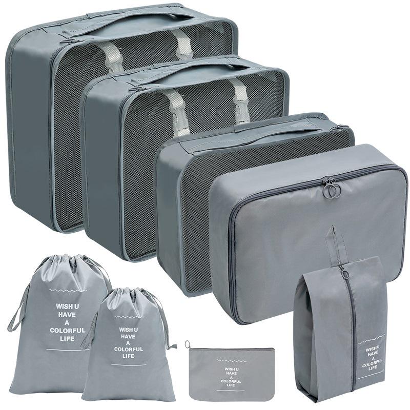 Travel Storage Set: Foldable Toiletry, Makeup, Clothes, Shoes, Digital Accessories, and Drawstring Luggage Bags.