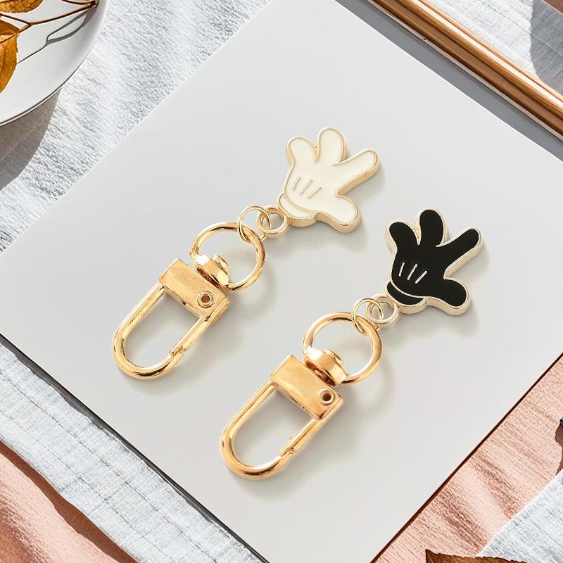 Cartoon Mickey and Minnie Palm Keychain Pendant - Cute Couple Bag Charm Keyring