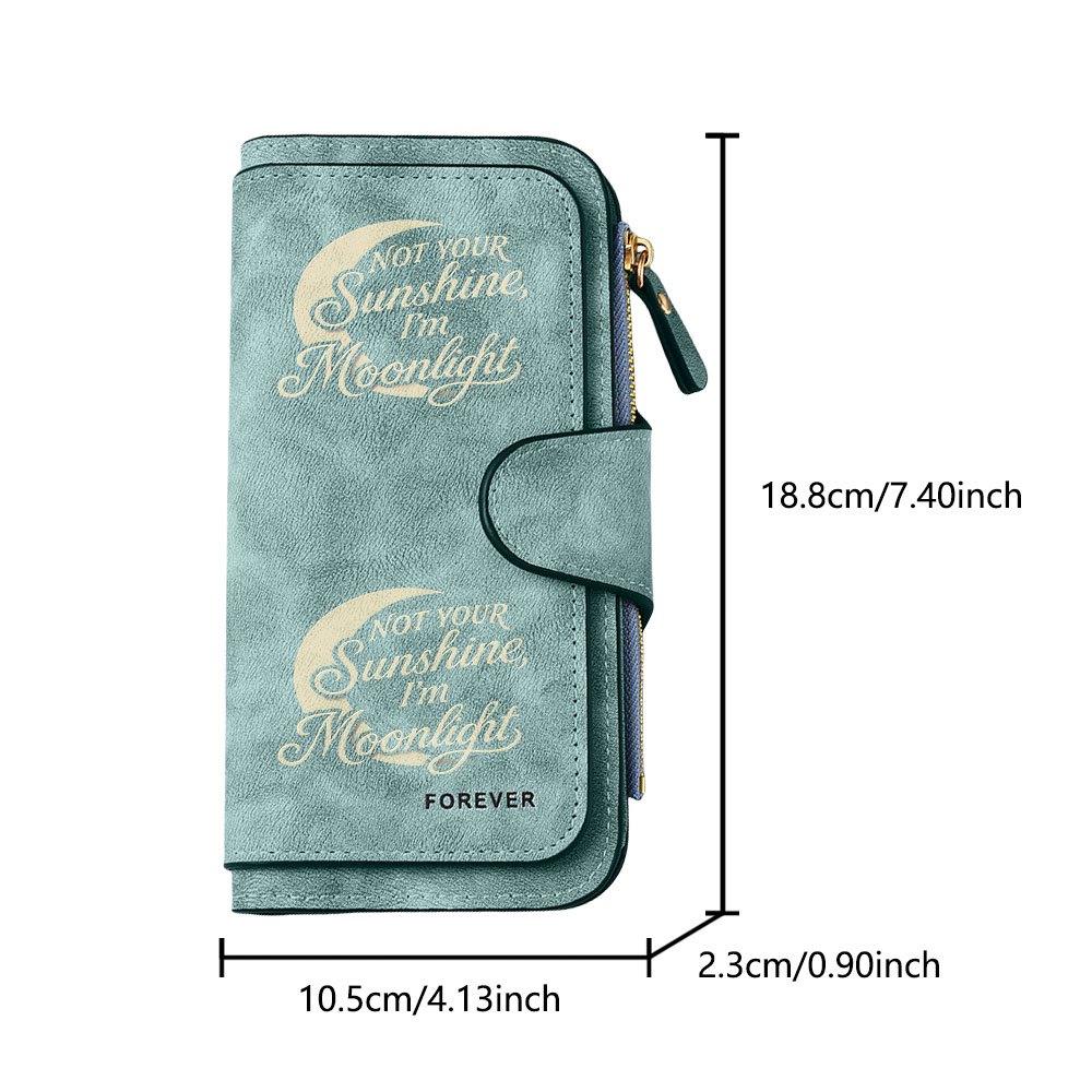 Moon Text Long Zipper Wallet, Large Capacity Card Holder, Unisex Clutch Bag, Fashionable Zipper Coin Purse, Suitable for Daily Use, A Great Gift for