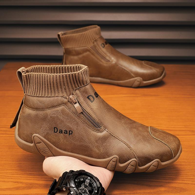 Fashion New Ankle Boots Men's Casual Shoes High Tops Trendy All-match Shoe for Men Light Soft Comfortable Personality Flat Shoes for Men