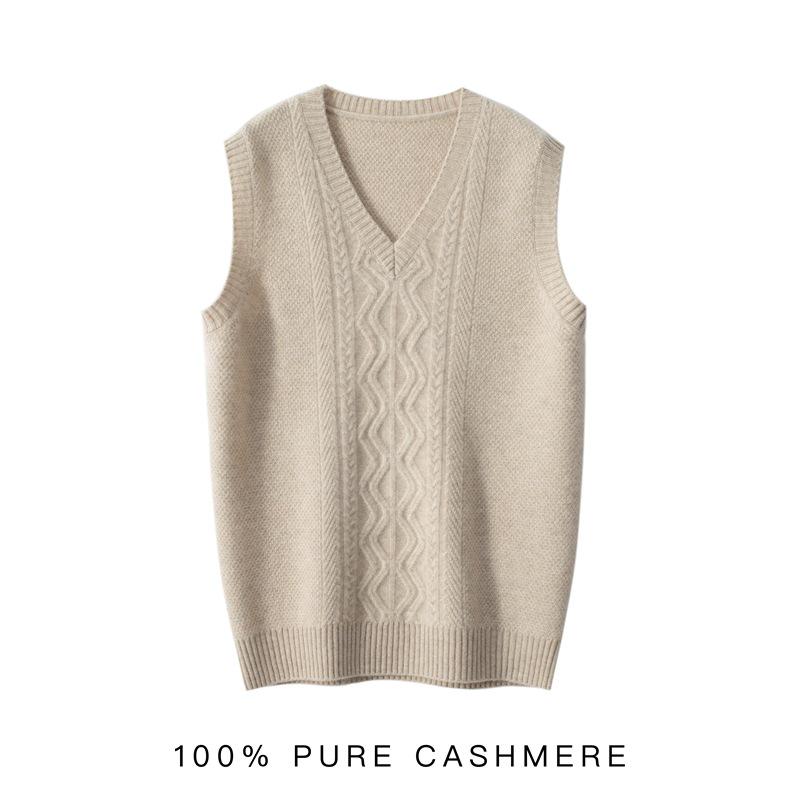 Pánský kašmírový bezrukávový pulovr s výstřihem do V: Podzimní/Zimní Hrubý Svetr Plus Size