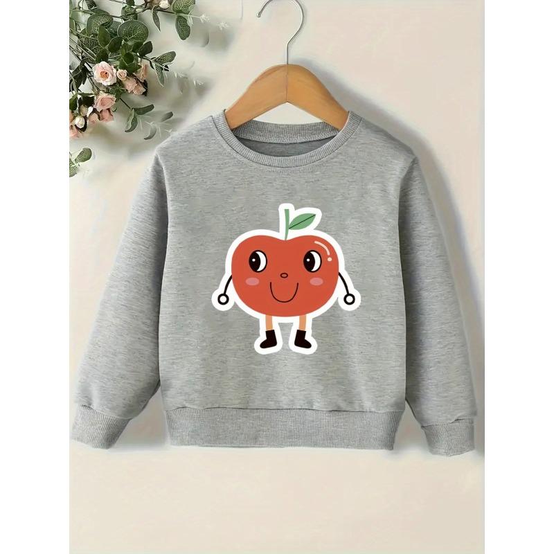 Kids Sweatshirt Cute Print Pattern Easy Spring Lightweight Round Neck Sweatshirt Suitable for Daily Casual Wear