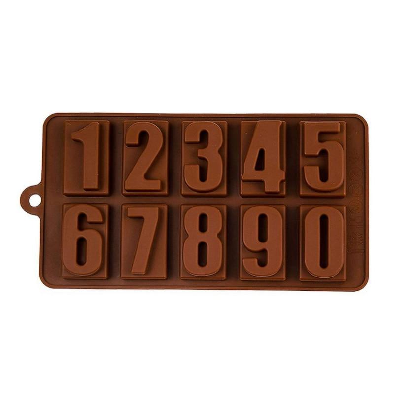 TopBazar Silicone Chocolate Mold Numbers 10x20cm Brown Baking Tool