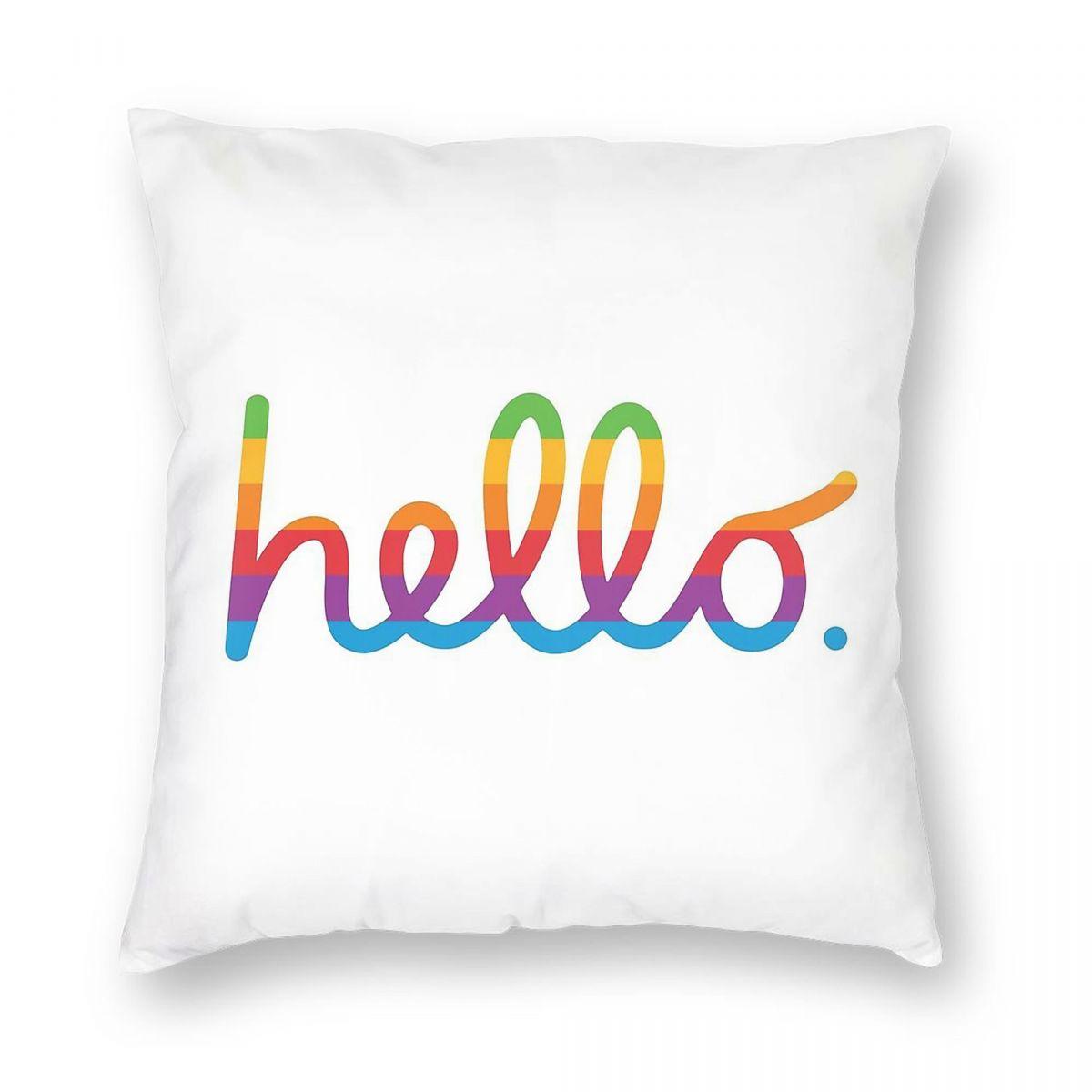 

Hello Rainbow Square Pillowcase Polyester Linen Velvet Printed Zip Decor Pillow Case Room Cushion Cover Wholesale 30cmx30cm