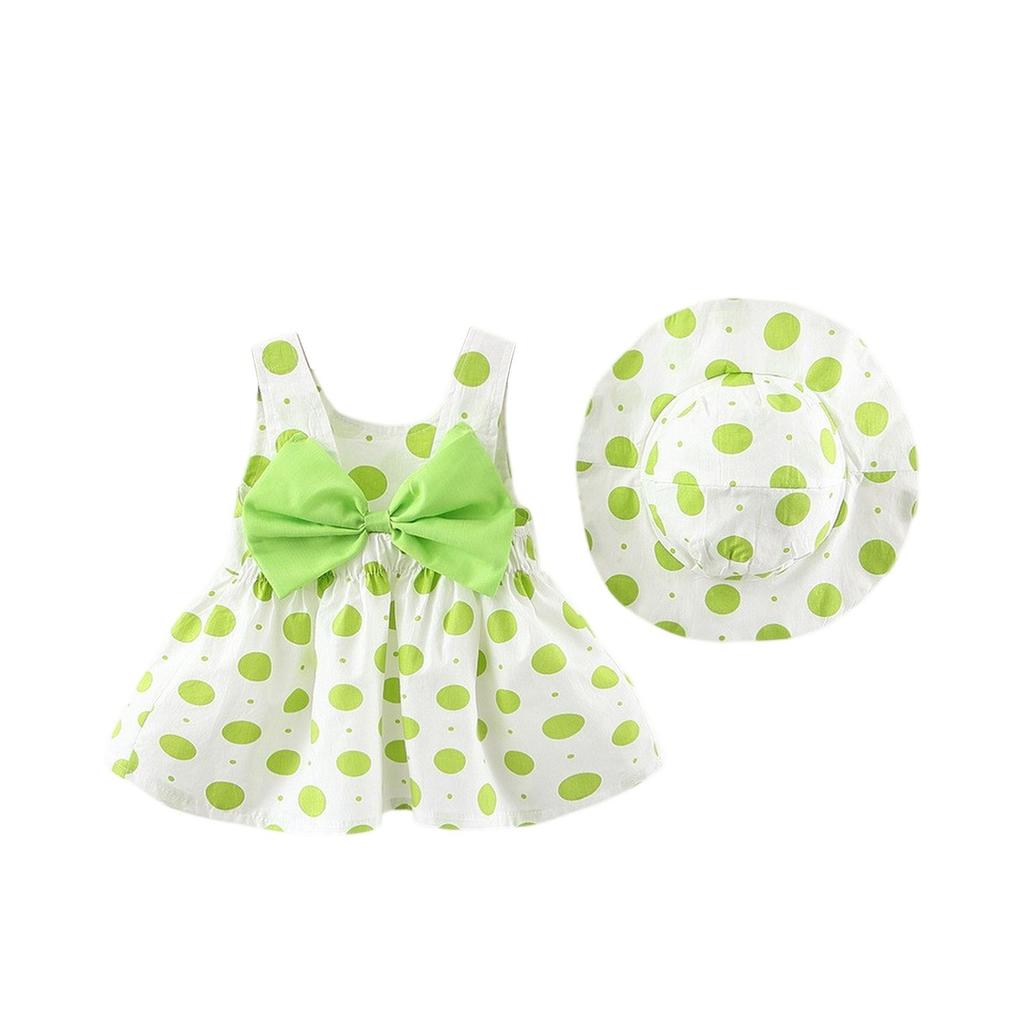 Summer Kids Sleeveless Dress & Hat Set - Cute Floral Print Princess Outfit