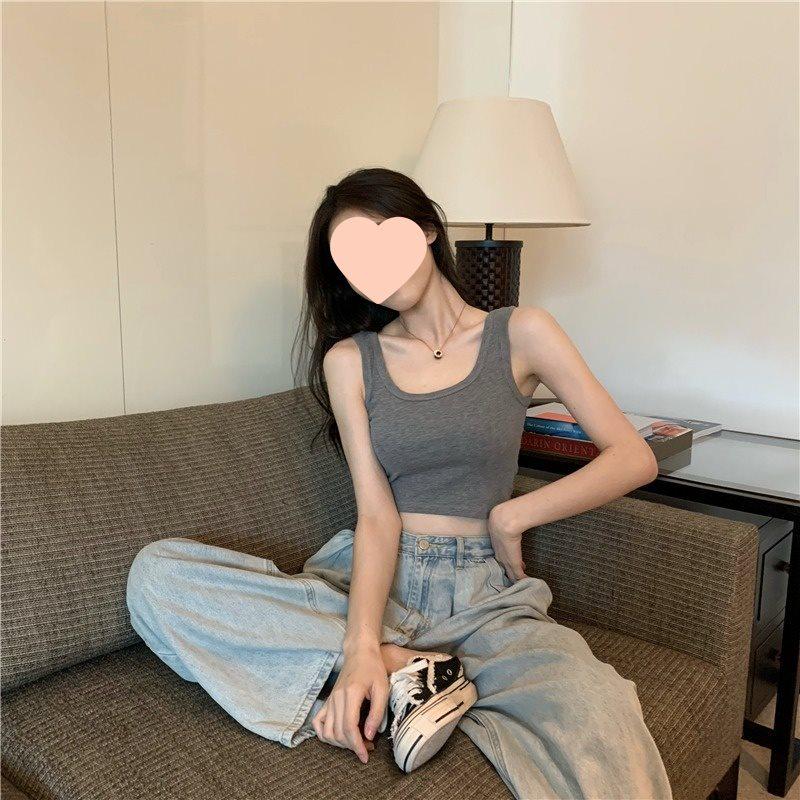 Black U-Back Beauty Women's Camisole Vest Sleeveless Crop Top