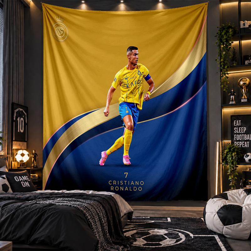 Duvara Asılan Goblen Cristiano Ronaldo Baskılı Kumaş Oturma Odası Yatak Odası Ev Dekorasyonu İçin