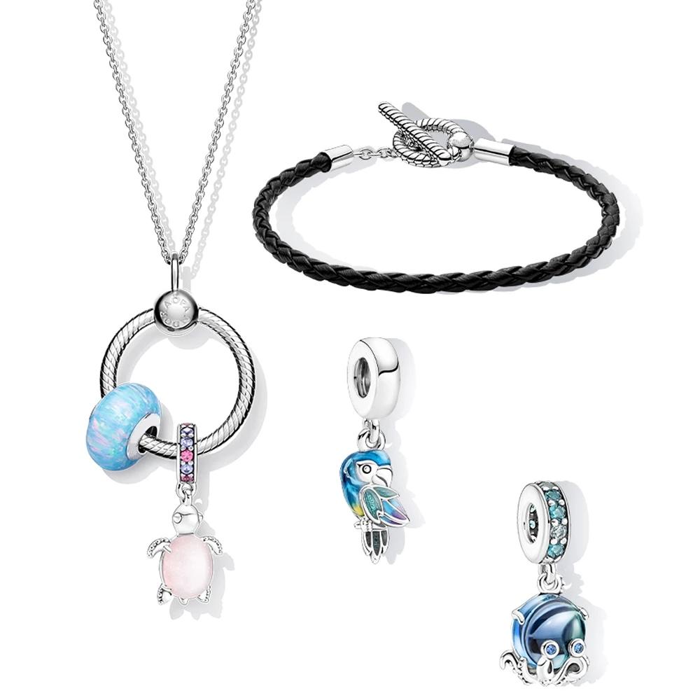 New Silver Color Ocean Series Turtle No Fade Charm Beads Fit Pendant Charms S925 Logo Original Bracelet for Women DIY Jewelry
