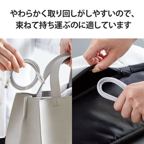 ELECOM USB-C & USB-C Cable 1.2m 60W USB PD Compatible Slim Soft Disconnection Resistant USB2.0 White [Verified Compatibility with iPhone 16 Series] MP