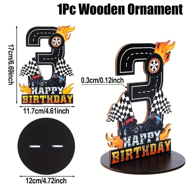 

1Pcs New Racing Number 3 Wooden Ornament 3rd Birthday Party Decoration Wooden 2D Flat Desktop Decoration Photo Props