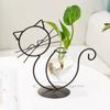 With Metal Holder Heart Glass Vases Cute Wrought Iron Vase Simple Cat Shape Hydroponic Vases  Table