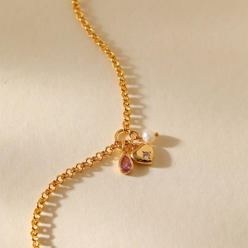 Herz-Design 18 Karat Vergoldetes Kupfer Elegantes Einfaches Halsband