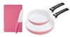 Virtuves Cerabrid Pannas Balta Rozā Keramikas Nazis un Griešanas Dēlis 4 Gabalu Komplekts 20cm/26cm (Gāze tikai), 14cm, CFDG-4A-PK