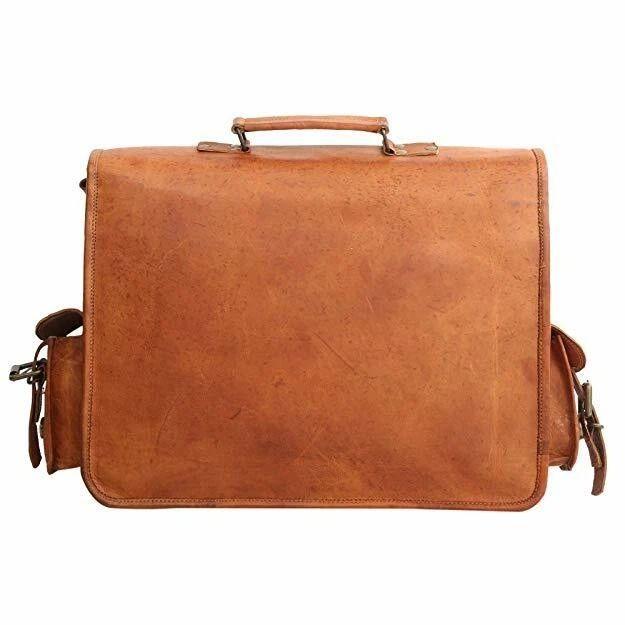Bag Leather Vintage Messenger Shoulder Satchel Side Sling Laptop Briefcase Large
