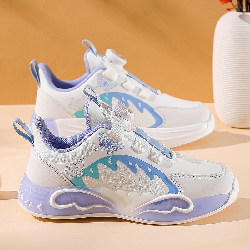 

Kids 2025 Autumn/Winter Spin-Button Leather Sports Shoes for Girls Size 33 (213mm)