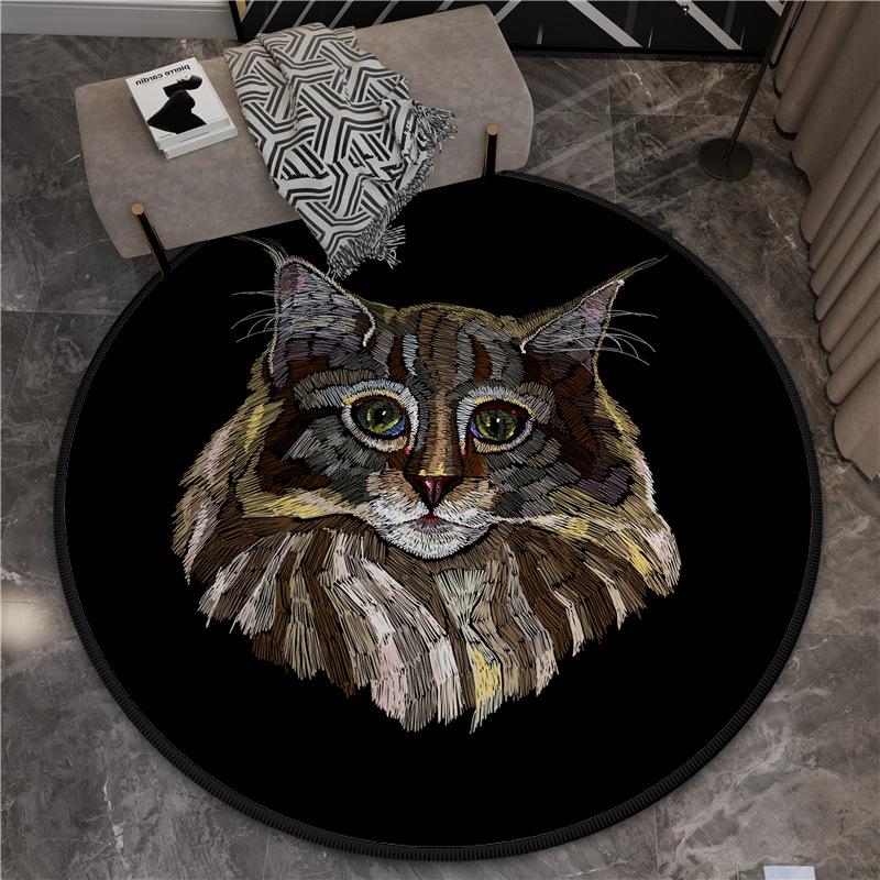 European and American Animal Flower Carpets Modern Ethnic Style Floor Mats Tiger Round Mats Living Room and Bedroom Round Carpets