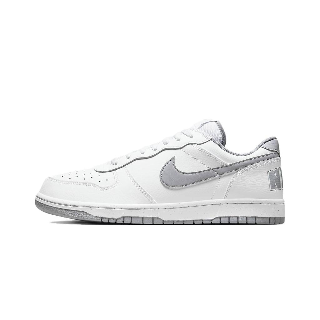 Nike Big Gray Rock Leather Abrasion Resistant Breathable Low top Skateboard Shoes Men's Gray 355152-106(Team1822-)