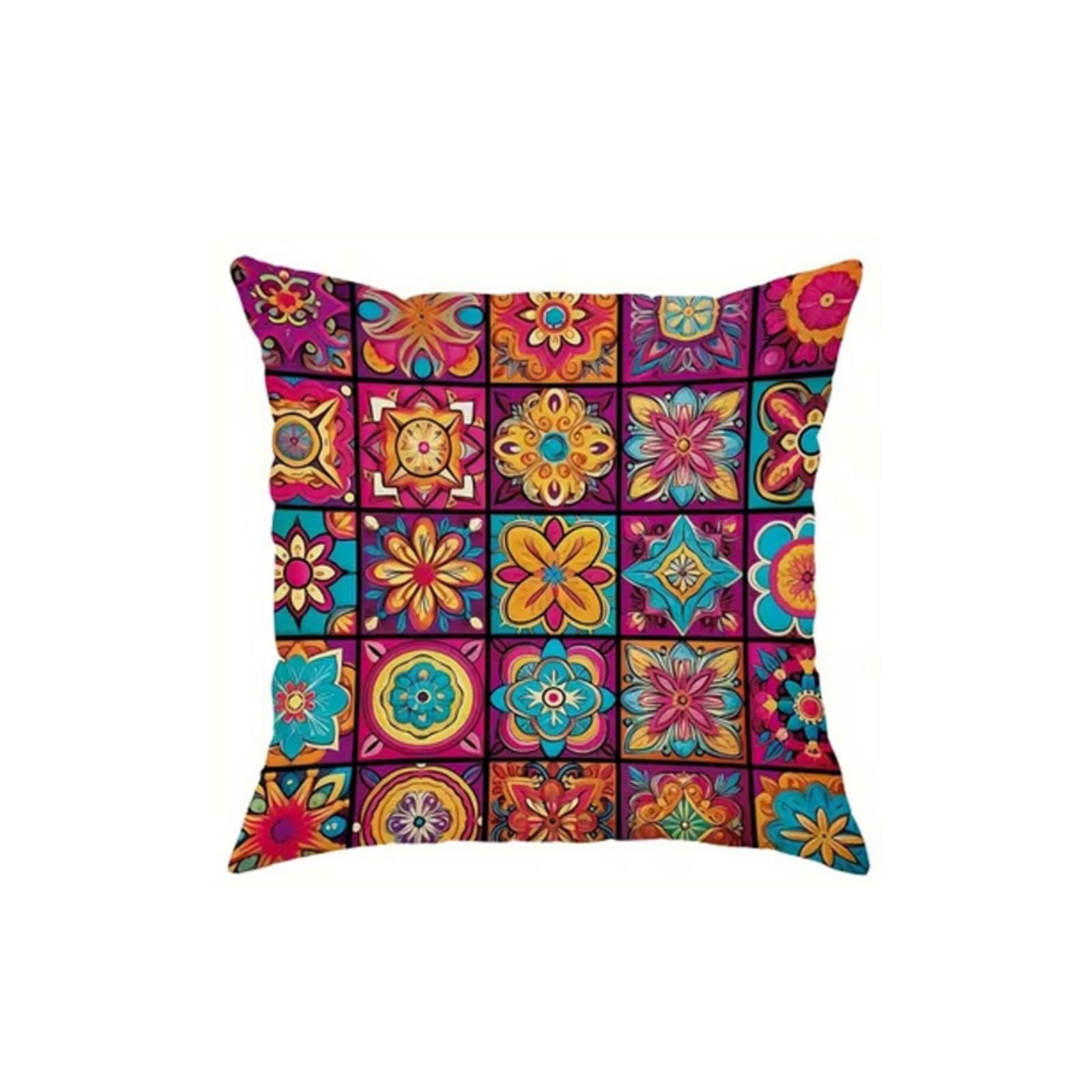 

4*45cm Throw Pillow Cover, Bohemian Single-sided Printed With Luxurious Flowers, Hidden Zipper Design, Suitable For Sofa, Bedroom And Home Decora one size