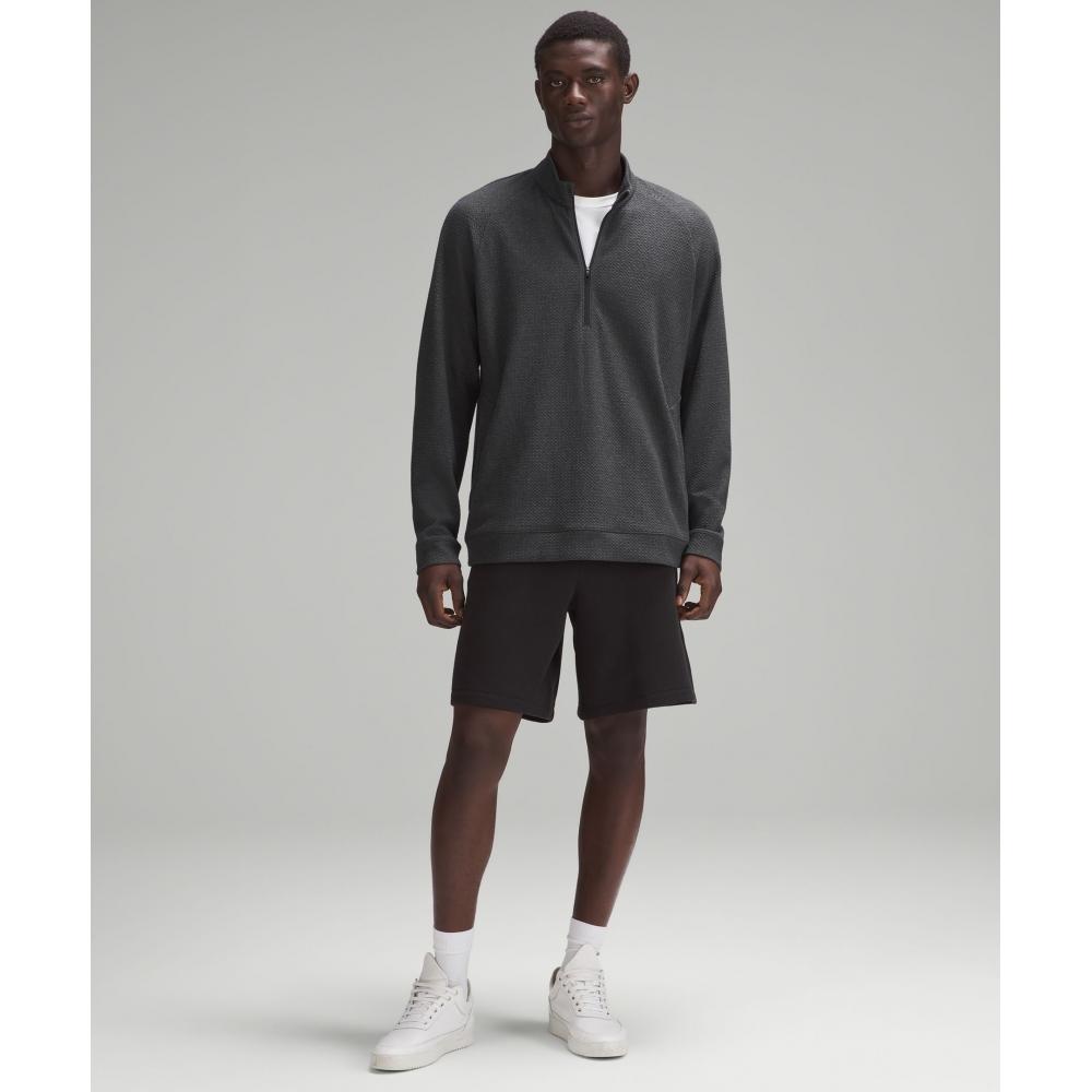 Lululemon Textured Double Knit Cotton Half Zip Heathered Black Black