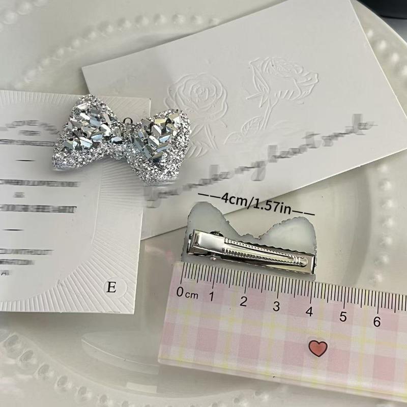 Prinzessin Flash Diamant Schleife Haarspange Haarschmuck, Exquisite High-End Ins Stil Seitenclip, Party Pony Clip Entenschnabelclip