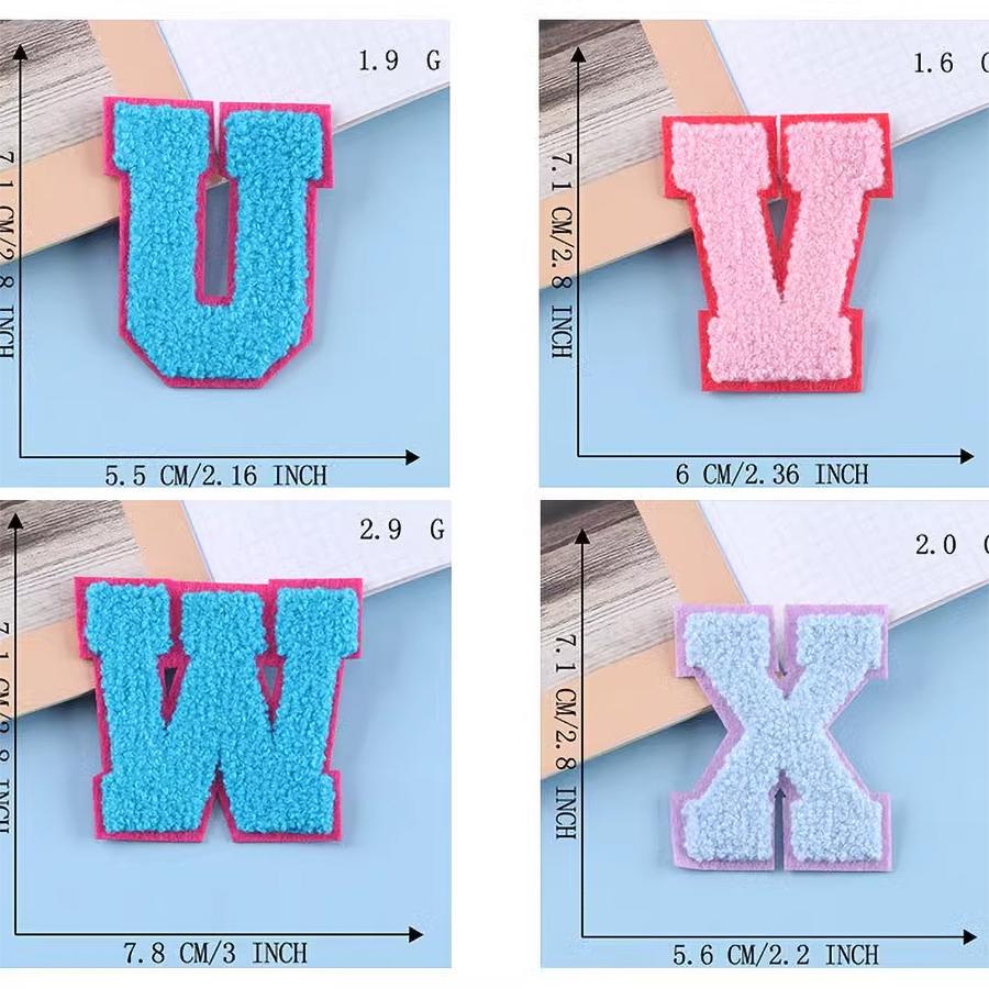 26Pcs English Alphabet Towel Embroidery Mixed Color Patch Handmade Repair For Clothes Accessories