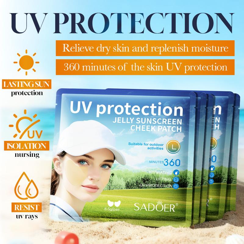 10pcs Jelly Sunscreen Cheek Patches - Targeted UV Protection, Hydrating, For Outdoor Sports & Makeup Areas