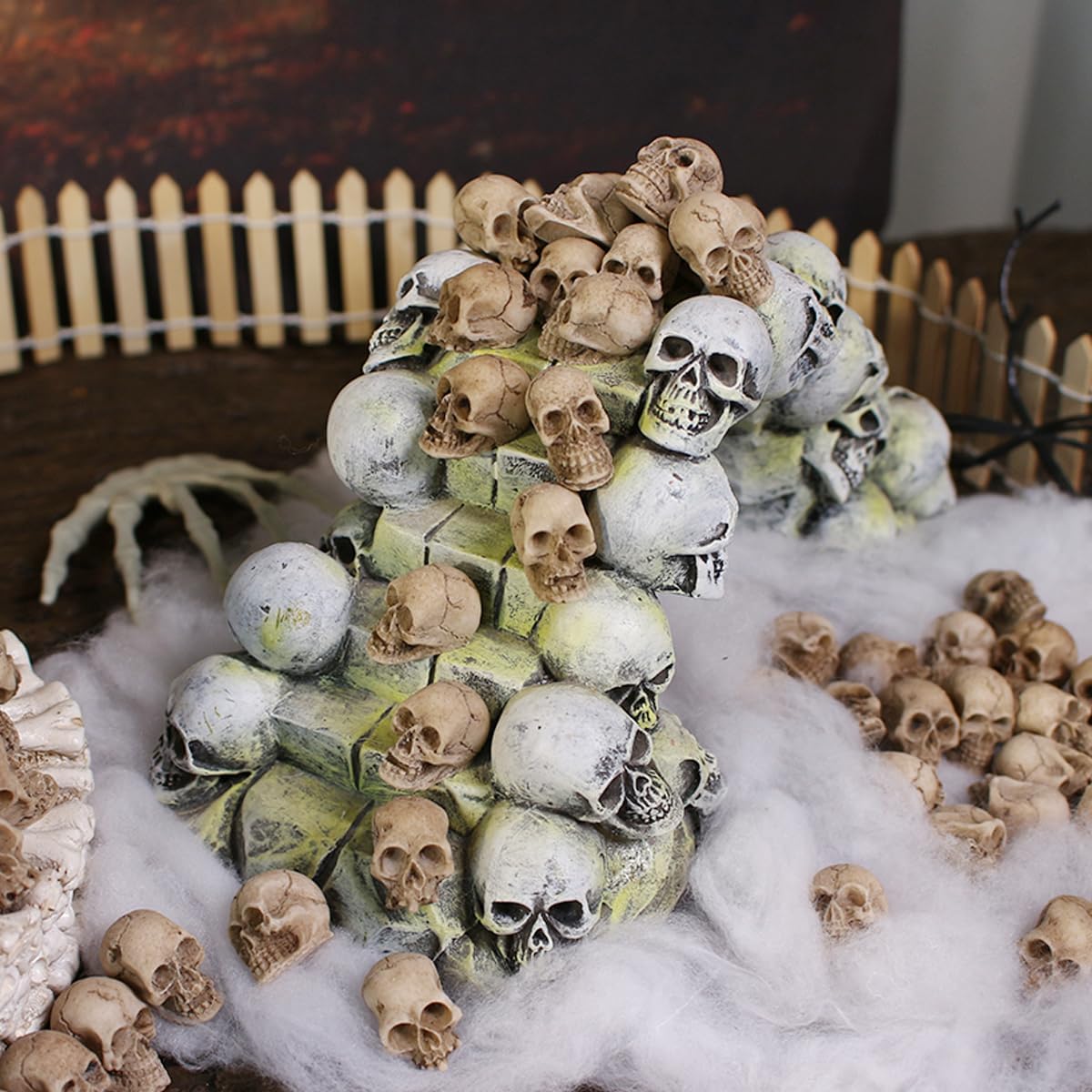 Мини-фигурки черепов, миниатюрные головы скелетов для Хэллоуина, Декор в виде черепов, Аксессуары для кукольных домиков для украшения на Хэллоуин, 40 шт.